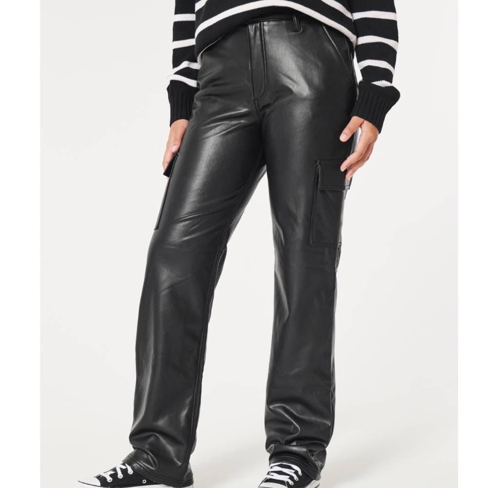 Hollister faux leather ultra high rise vintage baggy pants